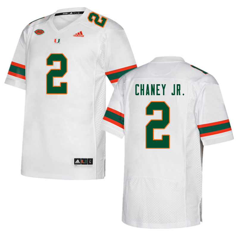 Men #2 Donald Chaney Jr. Miami Hurricanes College Football Jerseys Sale-White